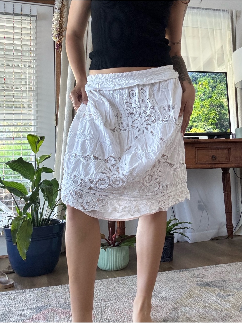 White Eyelet Maeve by Anthropologie Women's Skirt